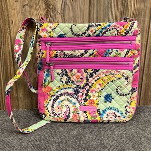 Vera Bradley Shoulder Bag Womens Quilted Zippered Adjustable Strap Pink Purse